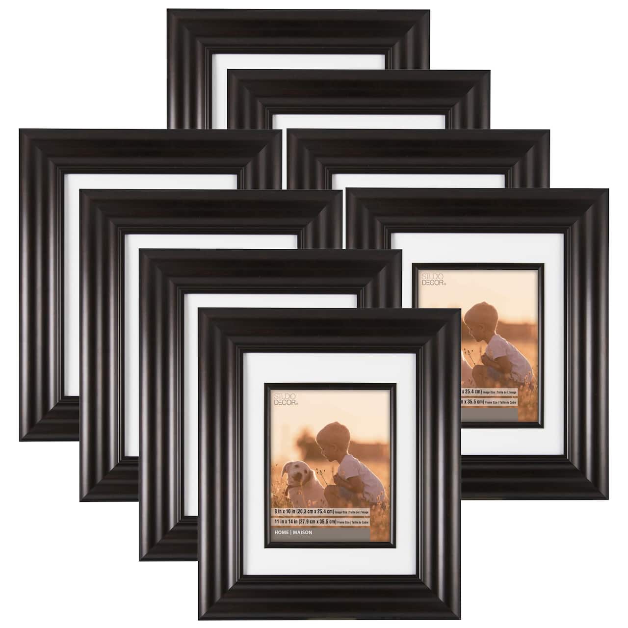 8 Pack: Bronze Wide Scoop Frame, 11" x 14" With 8" x 10" Mat, Home Collection By Studio Décor®